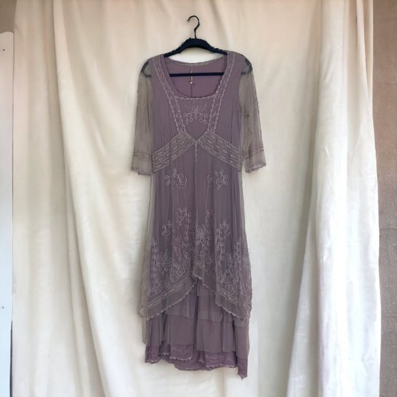Nataya Mauve Embroidered Midi Titanic style size 4 - Picture 1 of 15
